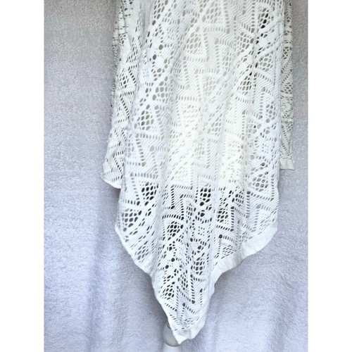 Poncho lavorato a maglia leggero all'uncinetto acrilico bianco panna Britt's Knits taglia unica nuovo con etichette - Foto 5 di 10