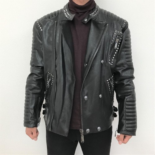 Balmain Studded Riders Jacket Men 8011 Size 48 New Item from JPN Limited Rare - Picture 7 of 8