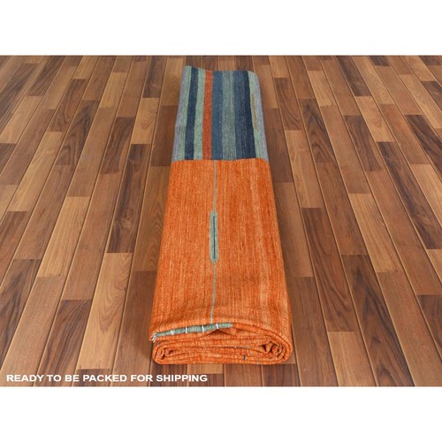 10'4"x14'2" Sunburst And Stripes Design Flat Weave Kilim Hand Woven Rug R60050 - Picture 5 of 6