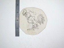 vtg 1960s 1970s Tattoo acetate stencil Tuff Cartoon Rooster signed BR4