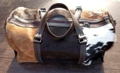 Cowhide Extra Large Duffel Bag Tricolor Cowhide Bag Travel Bag Gym Bag Weekender