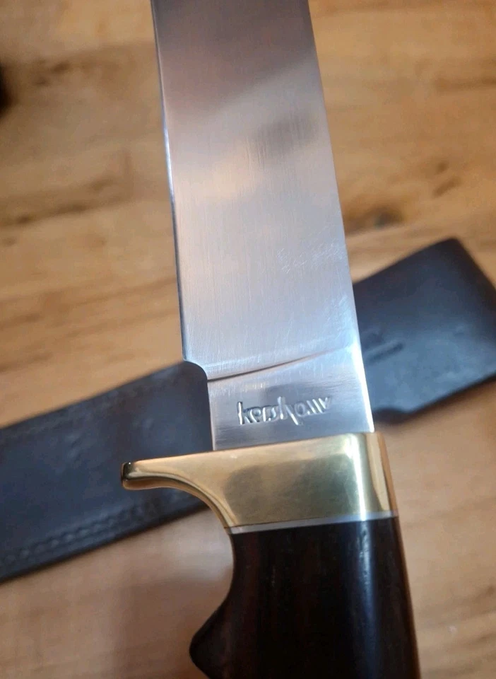 CUCHILLO BOWIE KERSHAW MODELO 2701 12" MANGO RANURADO MADERA RARO COMO NUEVO Foto 4 de 4