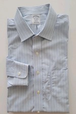 Brooks Brothers REGENT Dress Shirt NON IRON Sz 18 Slv 35 Blue White Striped