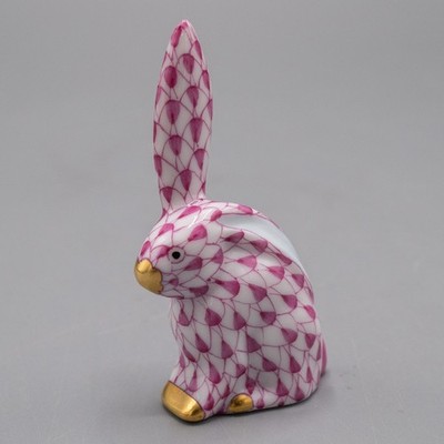 Herend Hungary Raspberry Fishnet Bunny Rabbit Ear Up 2 1/4'' 5338 - FREE USA SHIP