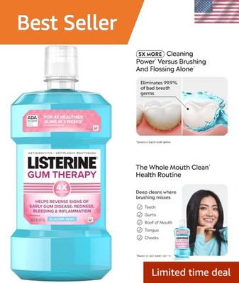 Effective Listerine Antiplaque Rinse: Mint Oral Solution for Healthier Gums, 1L