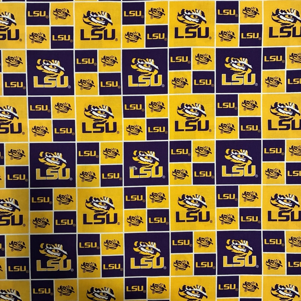 LSU Tigers Cotton Fabric 1 1/2 yards NCAA Football Louisiana State University - Image 2 of 4