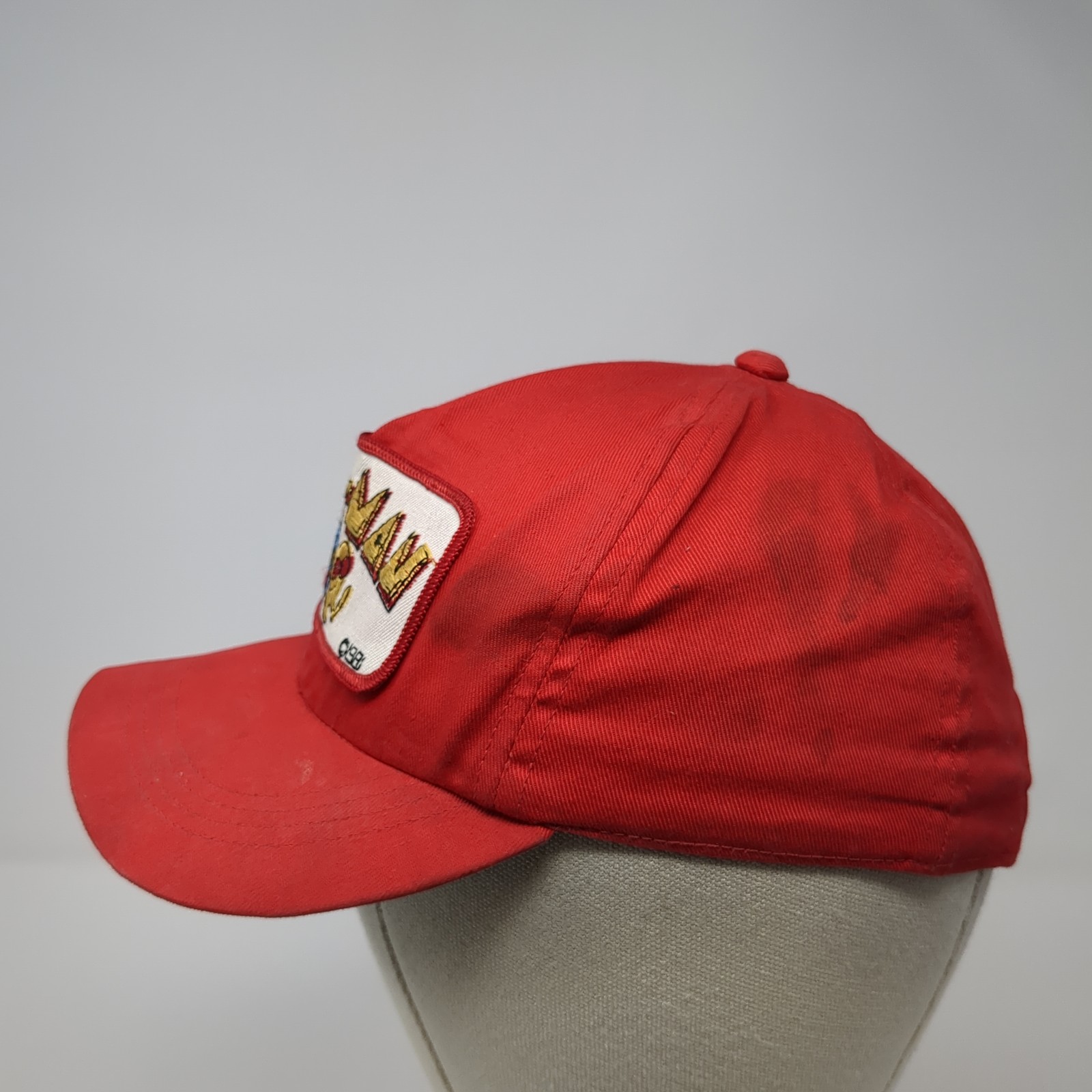 Pac-Man Midway Patch Fitted Hat Red Small Solid S… - image 3