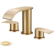 GAGALIFE 8in Widespread Double Handle Waterfall Bathroom Faucet w/ Drain