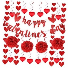 22Pcs Valentine's Day Decorations Set Pre-Assembled Hanging Heart Swirls Red