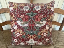 XL William Morris At Home Red Strawberry Thief  24” Square Pillow