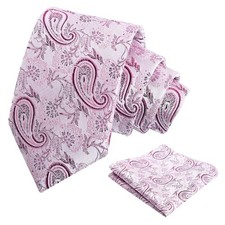 Paisley Mens 3.15'' Gradient Tie and Pocket Square Set 999-pink maroon