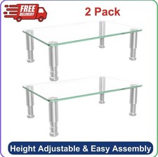 2 Pack Computer Monitor Riser With Height Adjustable Multi Media Desktop Stand