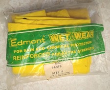 Vintage Edmont Wet Wear Pants Small Rain Chemical Protection Yellow Heavy Duty 