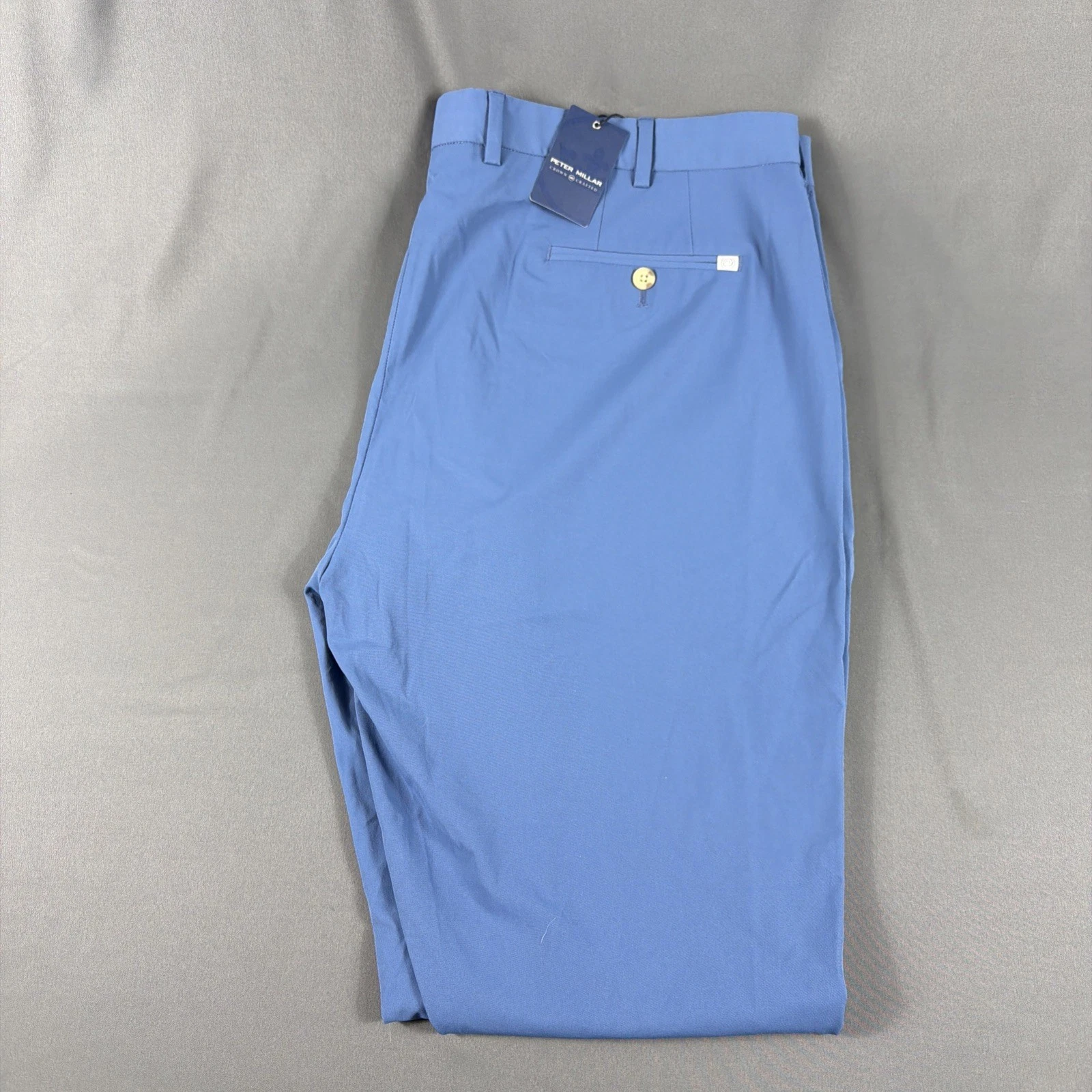 Peter Millar Golf Pants Crown Crafted 42 x 34 Lunar Blue Nylon NWT MSRP $165