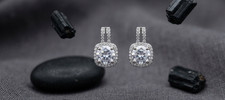 Radiant Halo Silver-Tone Stud Earrings