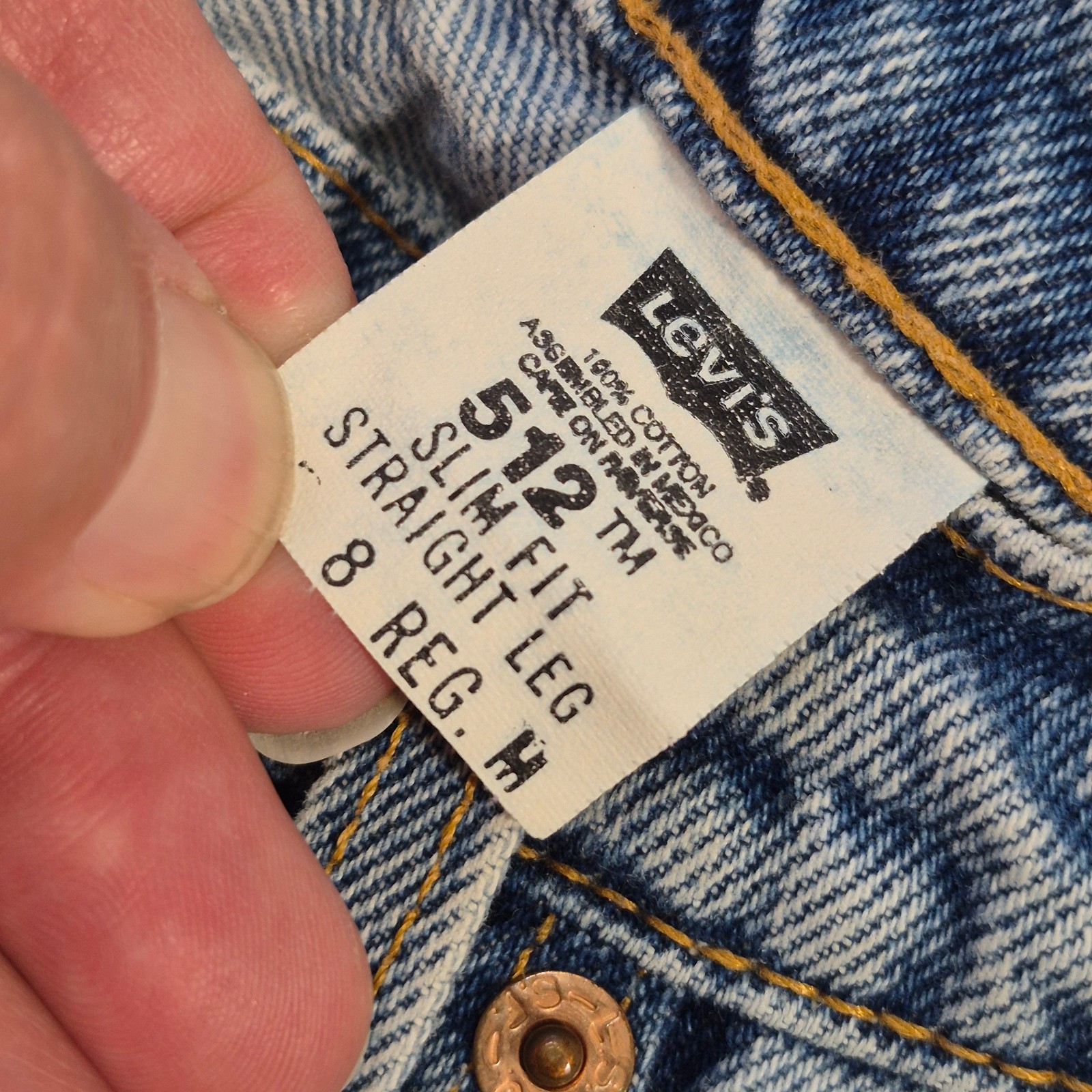 VTG LEVIS 512 JEANS SLIM FIT TAPERED LEG BLUE 28x30 SIZE 8 MADE IN MEXICO thumbnail 8