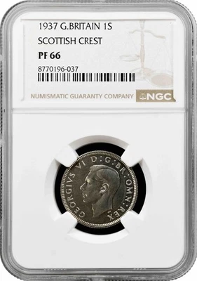 Großbritannien 1 Schilling 1937 Scottish, NGC PF67, König George VI (1937-1952) - Bild 1 von 2