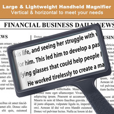 5X Rectangle Reading Magnifier, Large Handheld Magnifying Glass Scratch Resis...