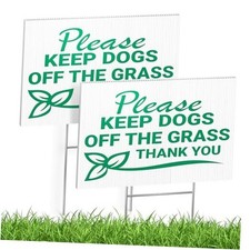2 PC Please Keep Dogs Off Grass Sign, 8x12 DS Coroplast Curb Your Dog Signs