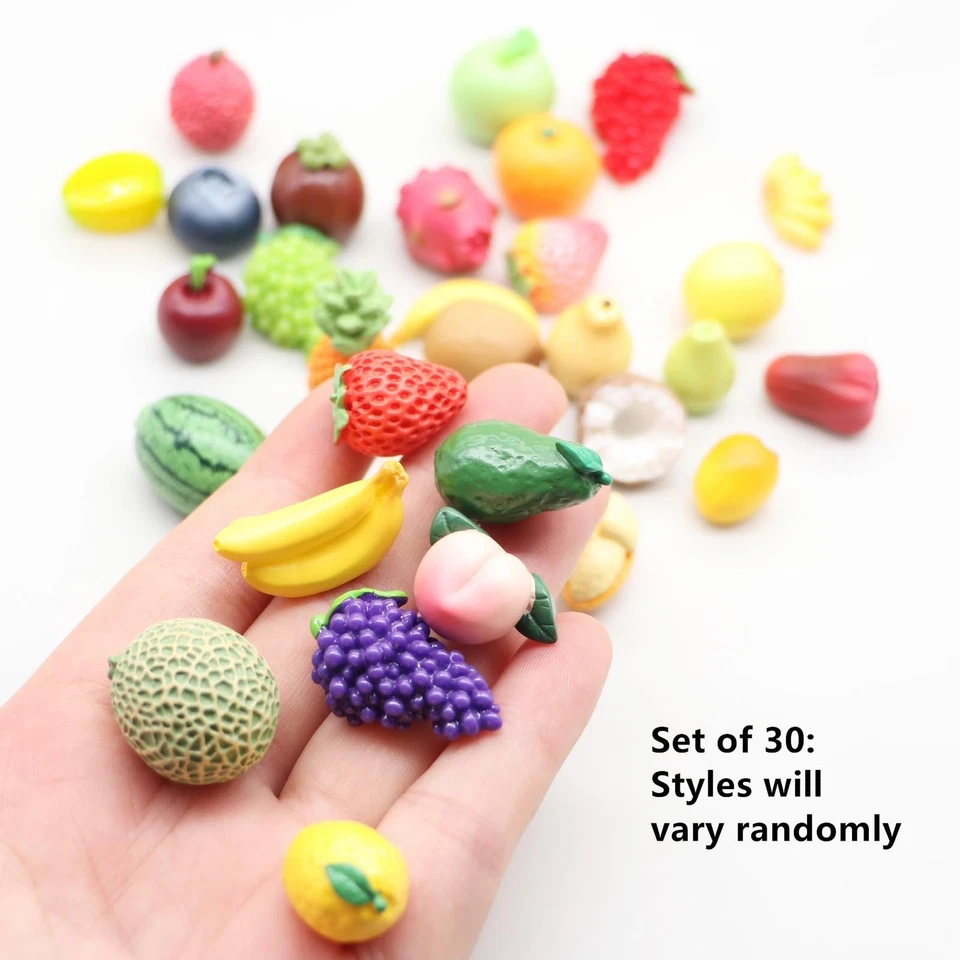 Fruits Mini Resin Figures 30 PCS Pineapple Lemon Strawberry Peach Resin Littl... - Image 2 of 4