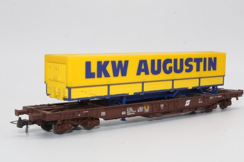 Roco HO DC 46372 Taschenwagen mit "LKW AUGUSTIN " und Zurüstteile der-ÖBB--75 | Condition: Gebraucht