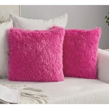 MIULEE Pack of 2 Luxury Faux Fur Throw Pillow Cover Deluxe Winter Decorative