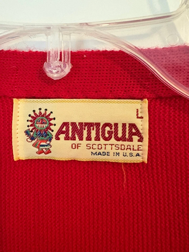 Cárdigan antiguo acrílico con logotipo L rojo suéter del estado de Ohio para hombre Foto 3 de 4