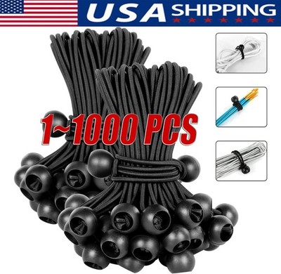 4'' Inch Black Ball Bungee Bungie Cord Canopy Tarp Tie Downs Straps New Lot