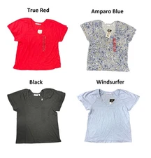 Rafaella Ladies Knit V-Neck Ruffled Short Sleeve Fashion Top