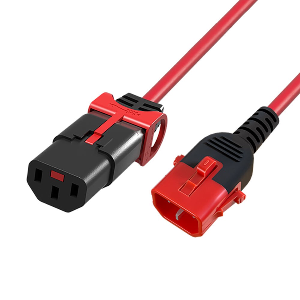Scolmore 3m C14 - C13 Dual Lock Red PVC 1.0mm Power Lead