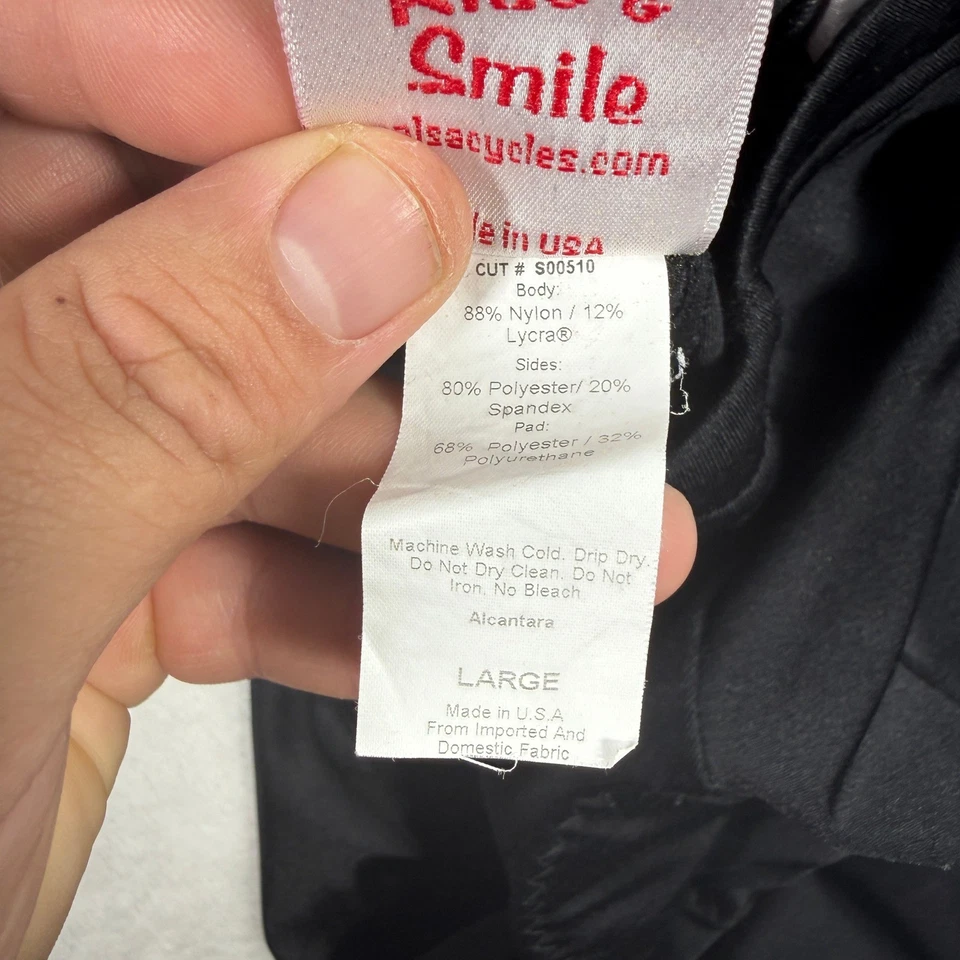 Salsa Cycles Padded Cycling Shorts Black Large "Ride & Smile" Mens USA Made - Image 4 of 4