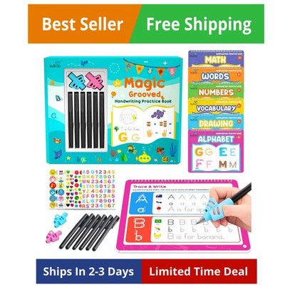 Grooved Handwriting Practice Books for Kids, Reusable Tracing Workbooks with ...