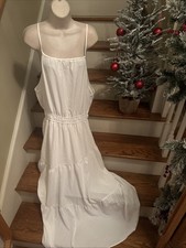 SHEIN NWOT Stretch Waist Ruffle Bottom Lined Snow White Long Maxi Dress XL ❤️353