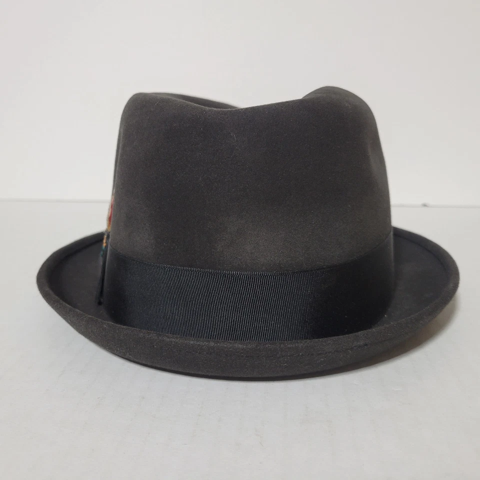 De colección Para Hombres Towncraft XXX Calidad Fedora Hombres Sombrero Negro Talla 6 7/8 Pluma Pin Foto 3 de 4