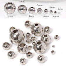 A2 Stainless Steel Spacer Beads Round Ball DIY Craft With Hole 3mm 4mm 5mm -12mm