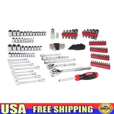144 Piece Mechanics Tool Set Drive Sockets Wrenches Chrome Finish Organized Case