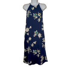 SOPRANO Navy Blue White Floral Print Sleeveless Midi Summer Dress Medium NWT