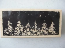 Vtg Penny Black Snowscape Winter Scene Rubber Stamp . Christmas Holiday