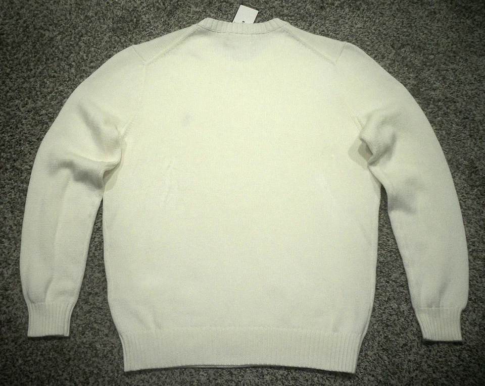 NWT Men's POLO RALPH LAUREN Crewneck Knitted Sweater M WHITE w/Blue Horse - Image 3 of 3