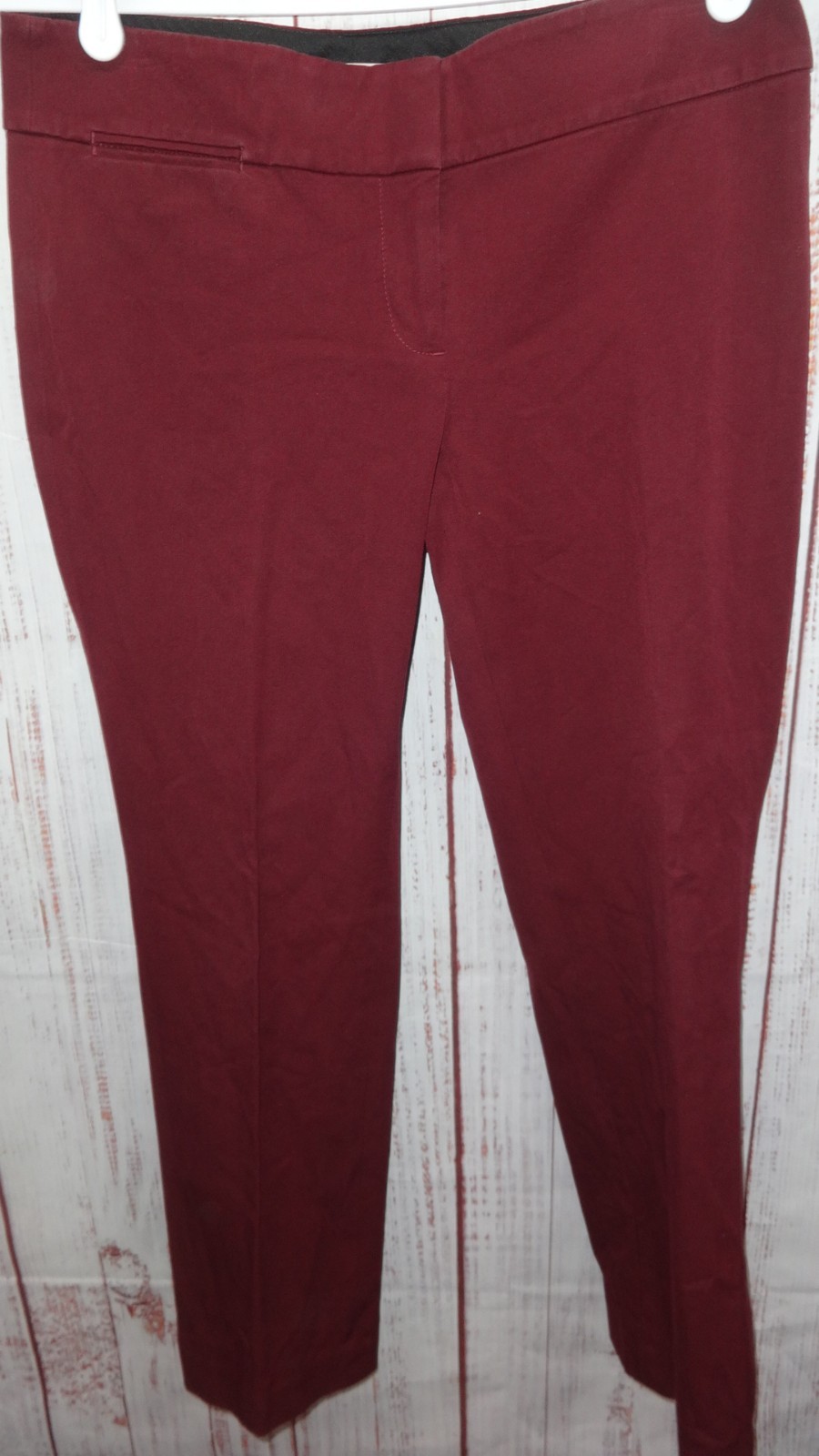 LOFT Women's Perfect Straight Pants Size 8P Burgandy  Cotton Blend Straight Leg