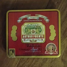 Arturo Fuente Metal Cigar Tin Box for 10 Cigars Red & Black Tin Case
