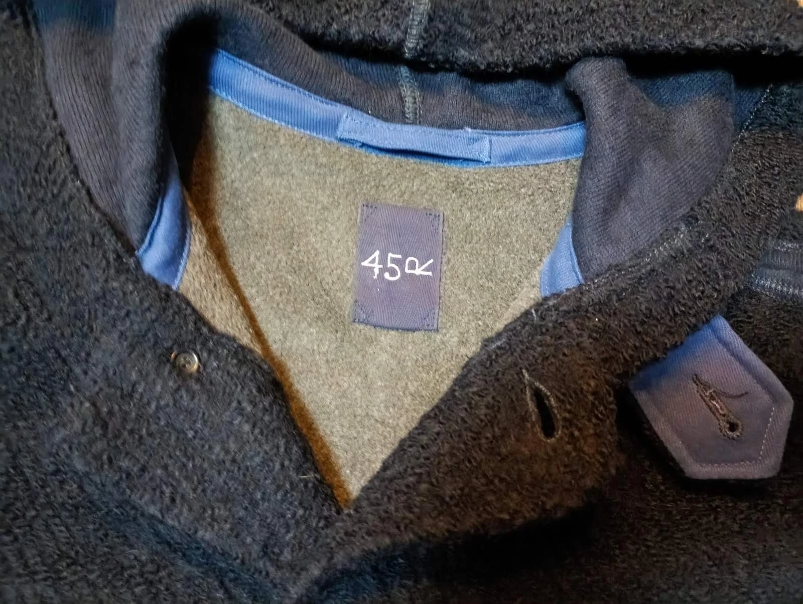 45R by 45RPM BOA FLEECE HOODED COTTON & WOOL NAVY BLUE COAT #7112065 - SIZE 1 image 3