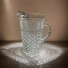 VTG MCM Anchor Hocking Wexford Pitcher ~ Clear Diamond Cut Brillant Color!!!