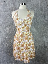 Juniors Holister Size M Yellow Floral Halter Summer Dress Beach Flower Power