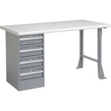 60"W x 30"D Workbench 1-5/8" Safety Edge Laminate Top 4 Drawer/Open Leg