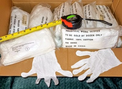 White 100% COTTON stretchy Inspectors Glove, ONE SIZE FITS MOST  8600C