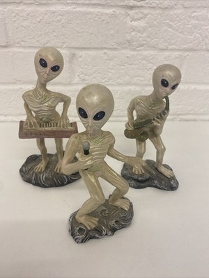 Vintage Alien Figuren Musik Band seltsame Statuen 3-teiliges Set Sammlerstück 8 Zoll groß