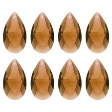 8Pcs Teardrop Crystal Drop Beads, Faceted Chandelier Prisms Parts, Amber