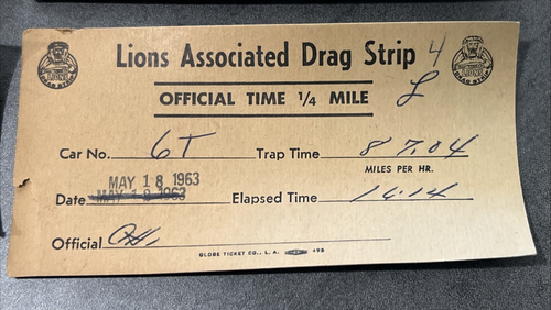 Vintage Lions Associated Drag Strip Time Ticket 1963 - Set of 4 - Picture 5 of 7