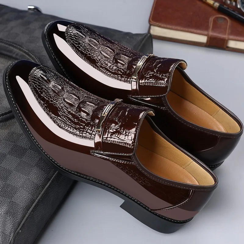 Men\'s Dress Formal Shoe Business Crocodile Pattern Slip on Pointed Toe Sz 45 999 Men main image 3